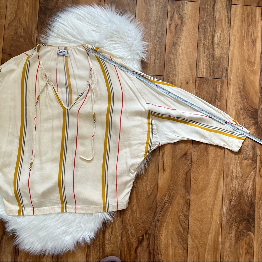 Frame Denim • Le Raglan Saffron Summer Stripe Top - Picture 6 of 10